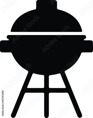 Illustrator Vector Simple barbecue grill for outdoor cooking silhouette