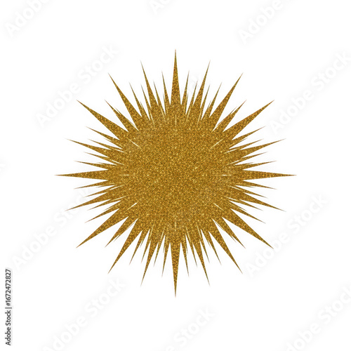 Radiant golden starburst graphic with intricate filigree details shining brightly
