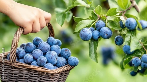 Enjoy the experience of harvesting ripe blueberries from vibrant bushes under clear skies in a serene environment