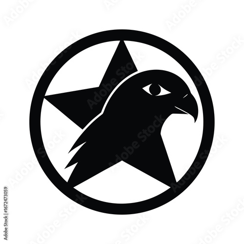 silhouette of a falcon face merged with star shape
