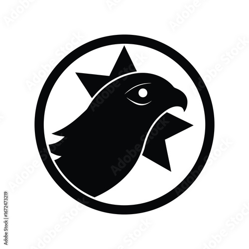 silhouette of a falcon face merged with star shape
