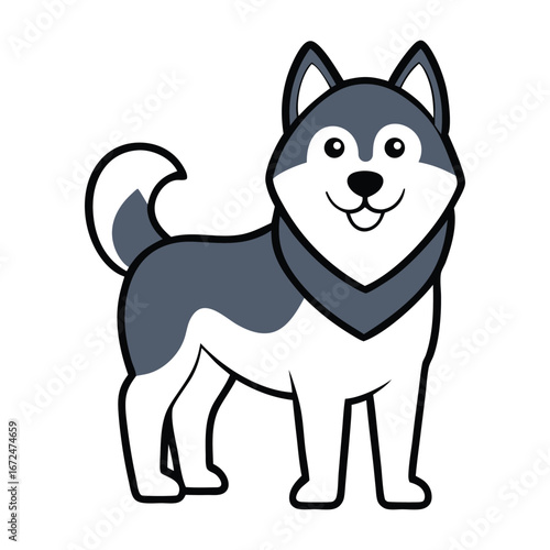 Alaskan Malamute Dog White Background Vector