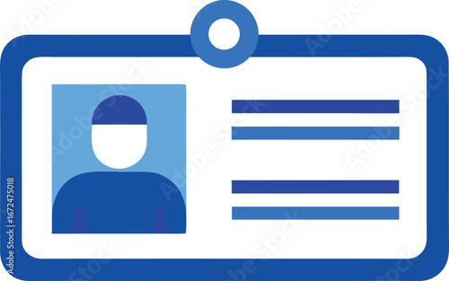 Scalable vector graphic illustration of a blue and white worker id card with barcode