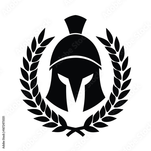 silhouette of a gladiator helmet with laurel wrest