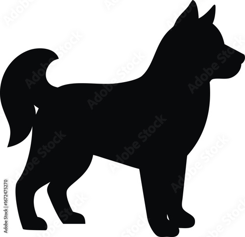 Black dog silhouette standing loyal pet design isolated on white background isolated on transparent background