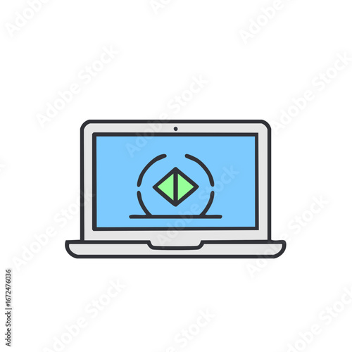 Laptop Screen Displaying a Play Button Icon