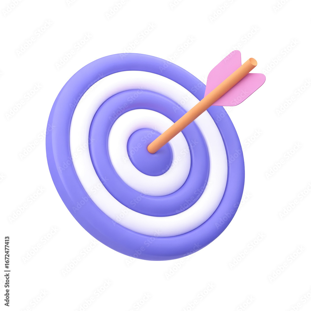 Colorful archery target with arrow hitting bullseye symbolizing accuracy and success in aim Colorful archery target with arrow hitting bullseye symbolizing accuracy and success in aim