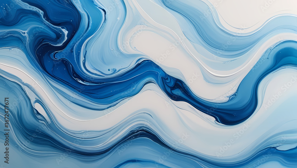 Fototapeta premium Abstrakte blaue Wellen – moderne Kunst mit Wasserbewegung