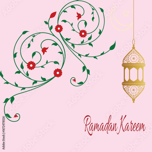 Ramadan kareem Greeting card design  with islamic ornament