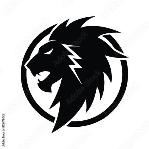 silhouette of a lion face with mane shaped 