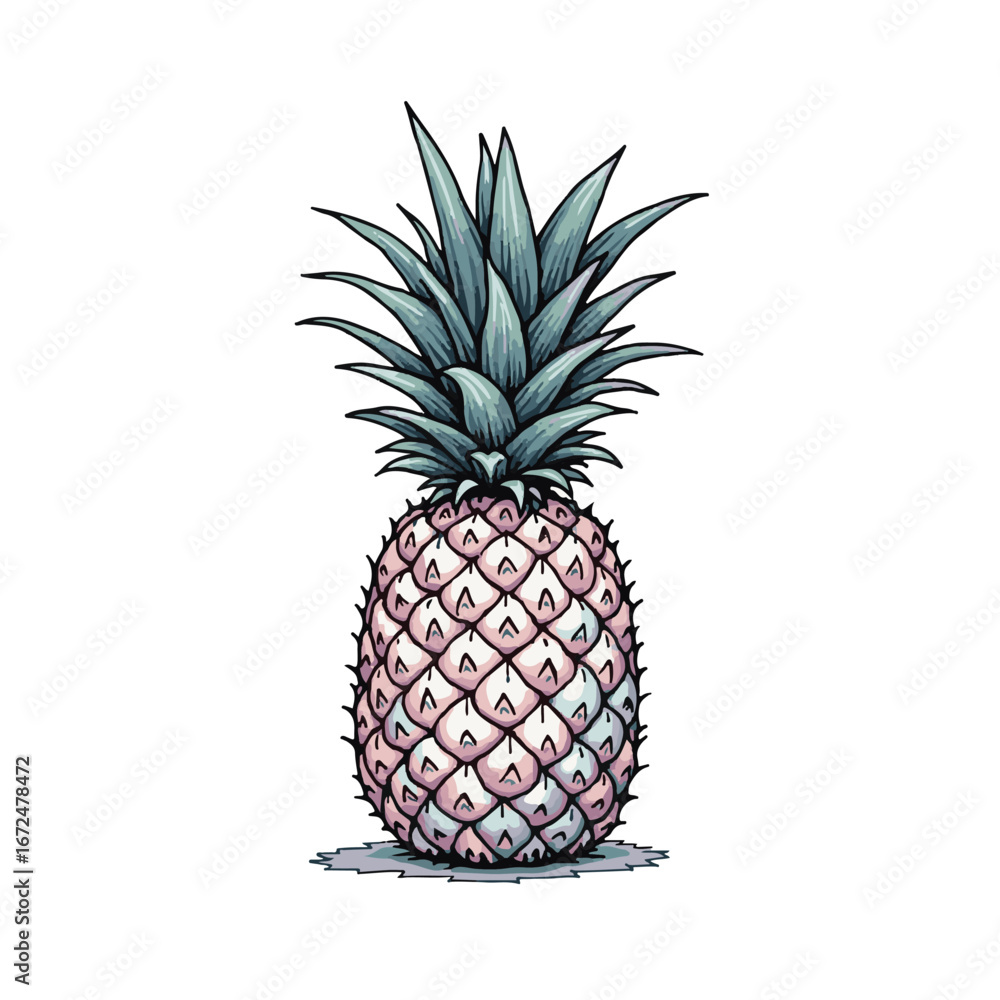 Obraz premium Bright Tropical Pineapple Illustration – Colorful Fruit Vector Art