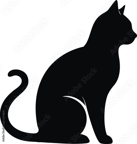 Elegant sitting cat silhouette design with pet lover appeal isolated on white background isolated on transparent background