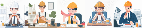 vector of architect eating sausage
