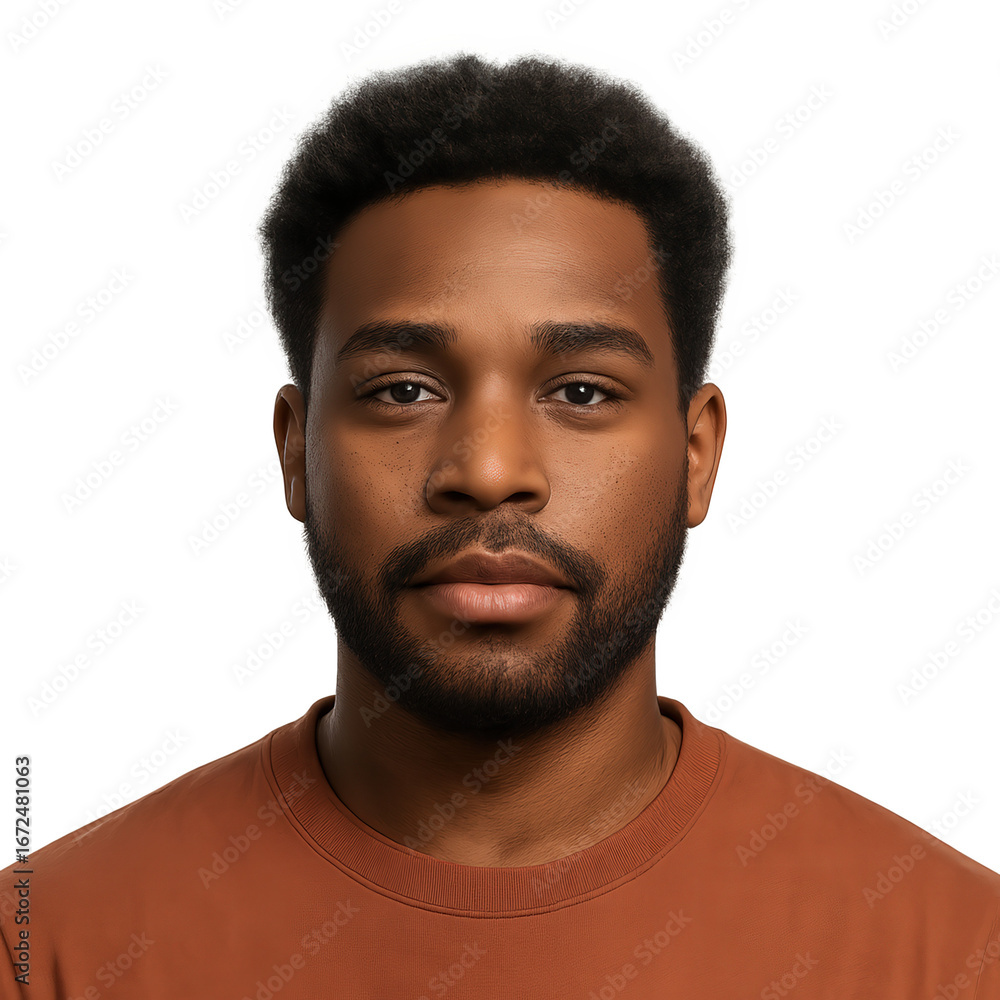 Obraz premium Handsome African American man portrait isolated on white background.