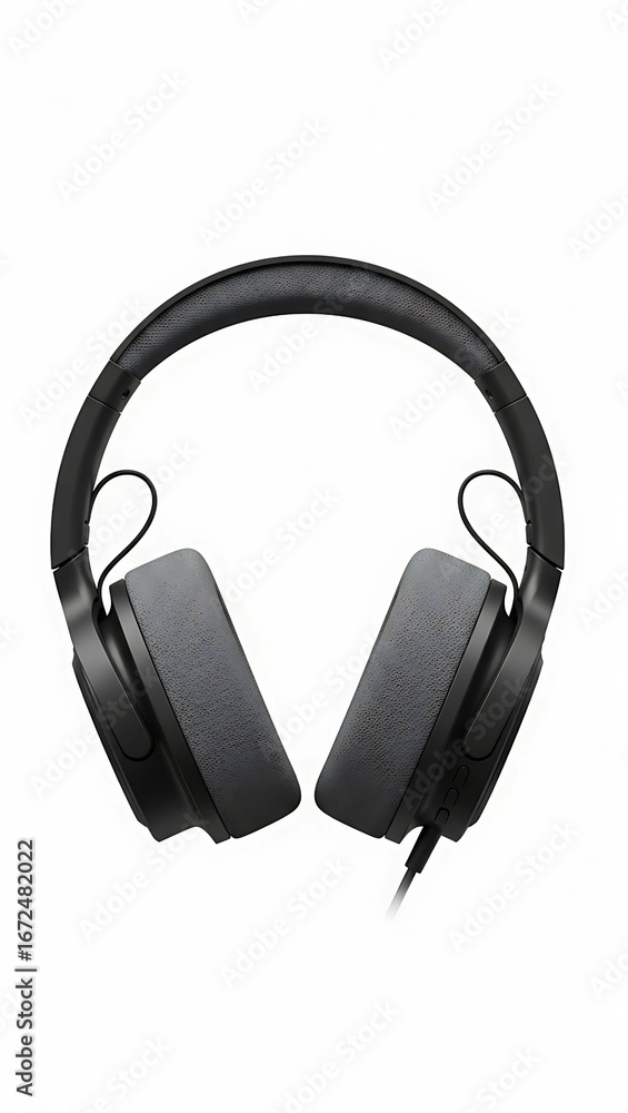 Fototapeta premium High Quality Modern Black Over Ear Headphones Isolated on White Background for Music Lovers