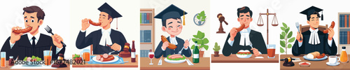 judge character vector eating sausage