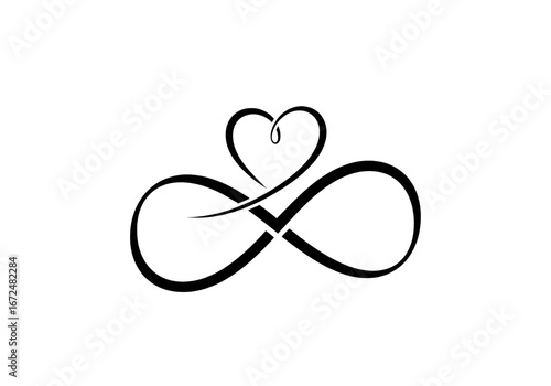 Infinity heart symbol representing eternal love commitment isolated on transparent background