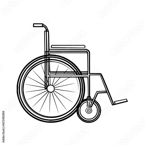 Black Wheelchair Illustration on White Background
