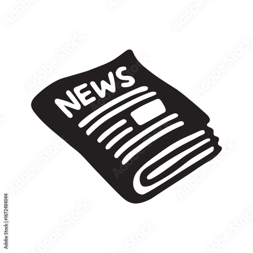 Doodle newspaper icon hand drawn in flat style. Vector illustration isolated on white background