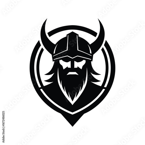 silhouette of a viking warrior face with helmet