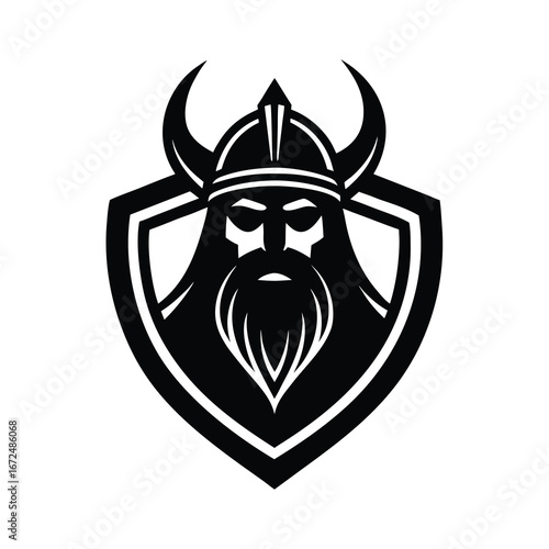 silhouette of a viking warrior face with helmet