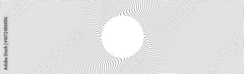 Dynamic dot pattern radiates from a central empty shape creating a modern abstract effect ideal for backgrounds, technology, or science themes vector illustration