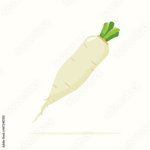 white radish icon in flat style, flat illustration of fresh vegetables for health