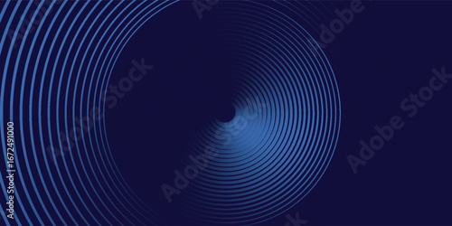 Blue abstract background with blue glowing geometric lines. Modern shiny blue oval lines pattern. Curved lines. Futuristic technology concept. modern