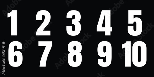 Set of numbers. Number circles set 1 to 10. Set of Round 1-10 numbers icon for education. Bullet point number icons collection 1-10. Numeral typographic line and flat icons set. Vector illustration.