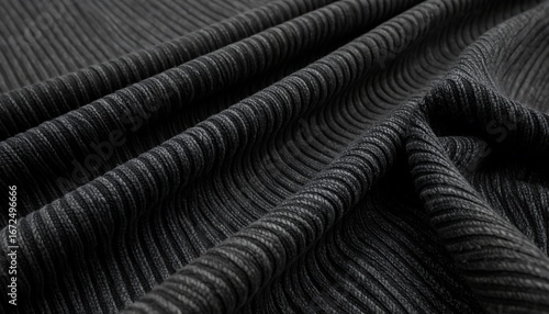 Wallpaper Mural Dark, flowing ribbed fabric with deep folds and a textured appearance Torontodigital.ca