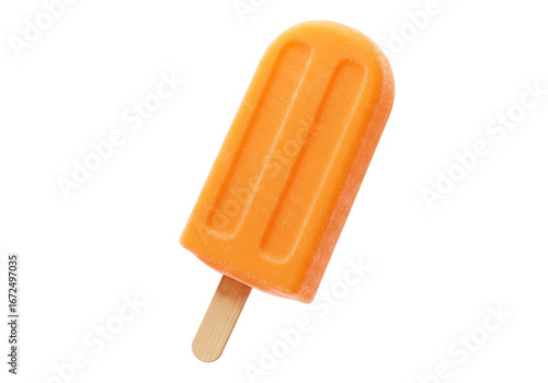 Refreshing orange popsicle on a stick, perfect for summer treats and cool refreshment