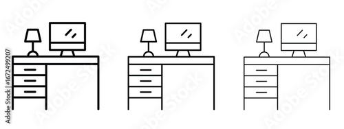 Workspace icon in outline stroke style symbol.