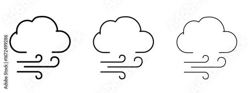 Wind clouds icon in outline stroke style symbol.