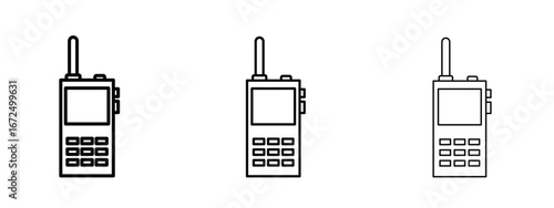 Walkie talkie icon in outline stroke style symbol.