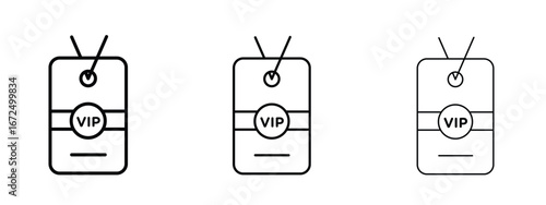 VIP neck tag icon in outline stroke style symbol.