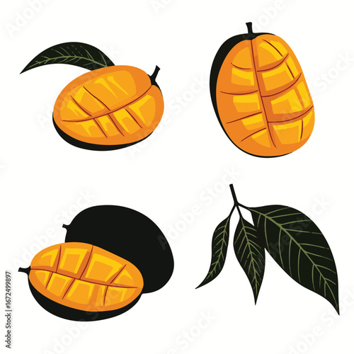 Sweet Marang Fruit Vector Illustration with Leaves"