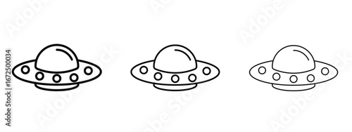 UFO icon in outline stroke style symbol.