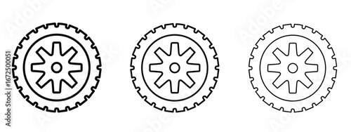 Tyre icon in outline stroke style symbol.