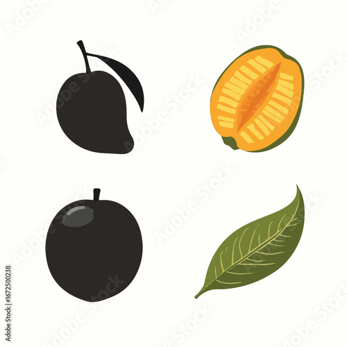 Sweet Marang Fruit Vector Illustration with Leaves"