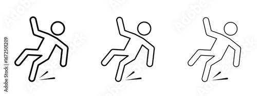 Slippery floor icon in outline stroke style symbol.