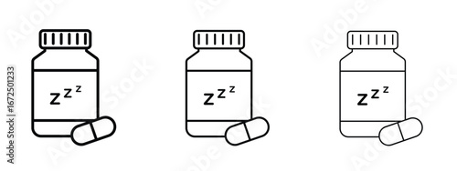 Sleeping pills icon in outline stroke style symbol.