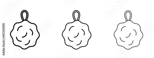 Shower sponge ball icon in outline stroke style symbol.