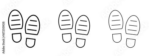 Shoe print icon in outline stroke style symbol.