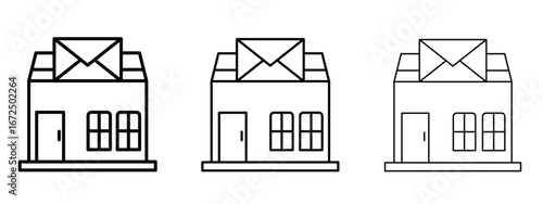 Post office icon in outline stroke style symbol.