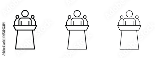Politician speaker icon in outline stroke style symbol.