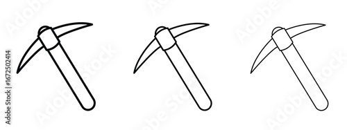 Pick axe icon in outline stroke style symbol.