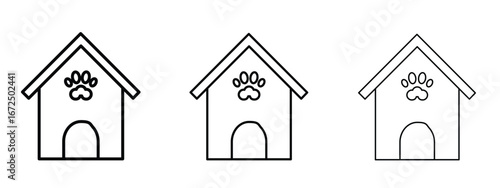 Pet shelter icon in outline stroke style symbol.