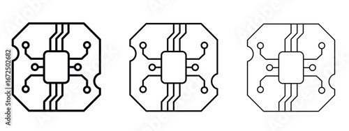 PCB icon in outline stroke style symbol.