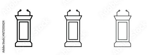 Lectern icon in outline stroke style symbol.