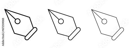 Ink pen icon in outline stroke style symbol.